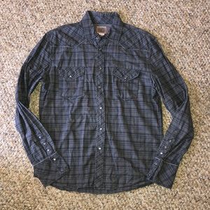 Vintage Red plaid button down zip shirt